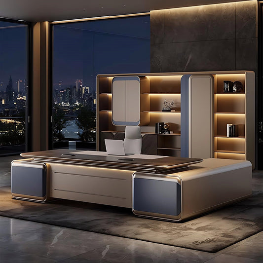 Aihm-Lon Executive Desk with Large Storage 94.48"-125.98"