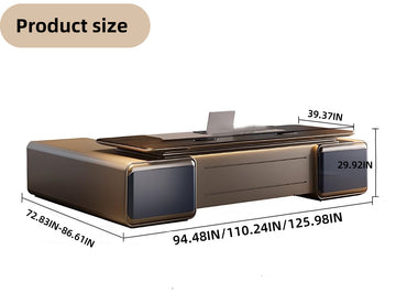 Aihm-Lon Executive Desk with Large Storage 94.48"-125.98"