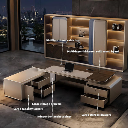 Aihm-Lon Executive Desk with Large Storage 94.48"-125.98"