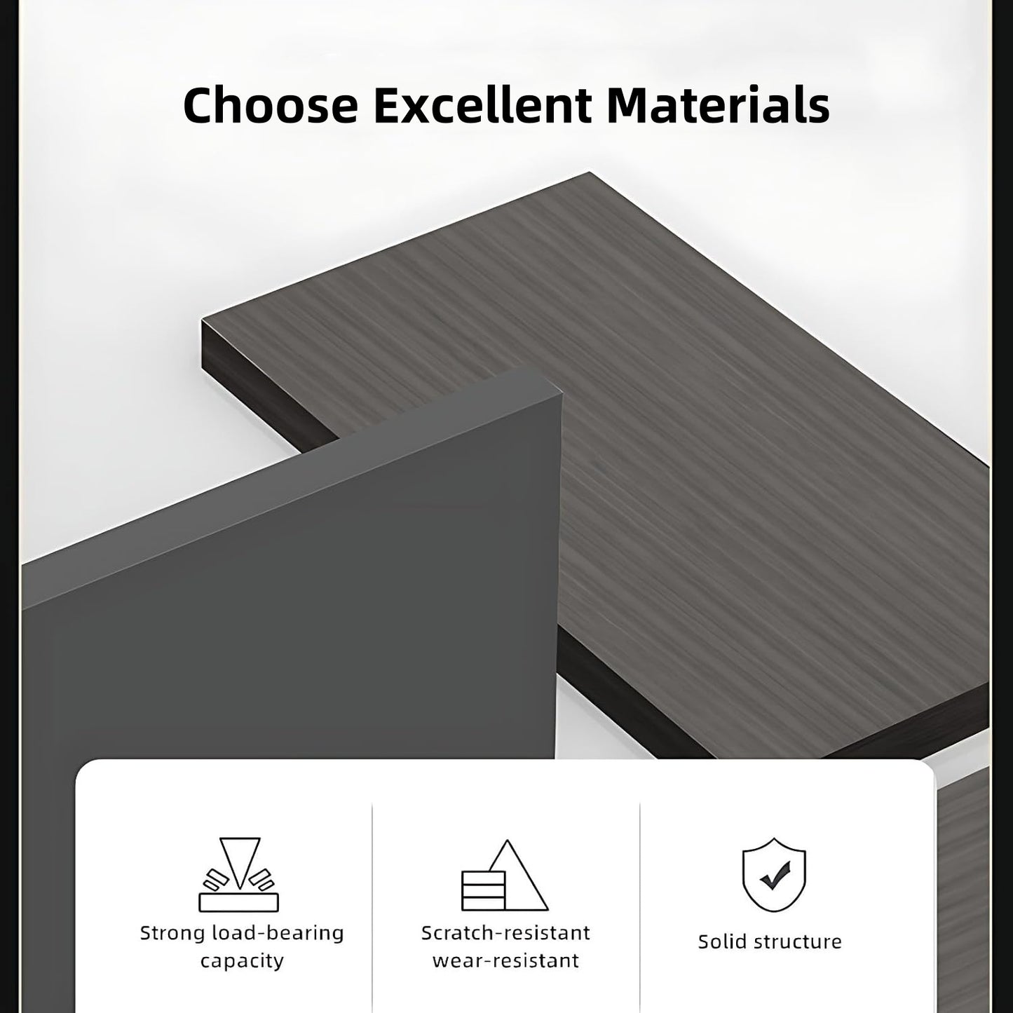 Aihm-Lon Black Executive Desk with Drawers 78.74"-125.98"