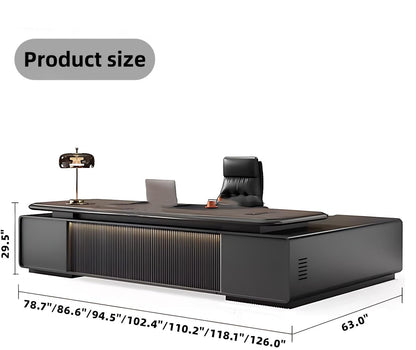 Aihm-Lon Executive Desk with Wooden Tabletop 78.74"-125.98"