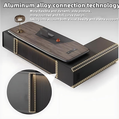 Aihm-Lon Executive Desk with Wooden Tabletop 78.74"-125.98"