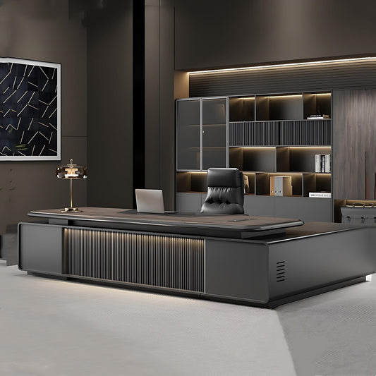 Aihm-Lon Executive Desk with Wooden Tabletop 78.74"-125.98"