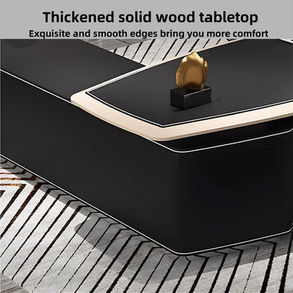 Aihm-Lon Executive Desk with Black Luxury Style Storage 78.7"-125.98"