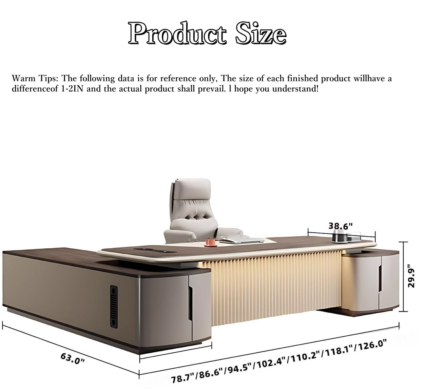 Aihm-Lon Stylish Executive Desk with Drawers Shelf 78.7"-141.7"