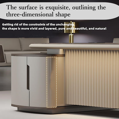 Aihm-Lon Stylish Executive Desk with Drawers Shelf 78.7"-141.7"