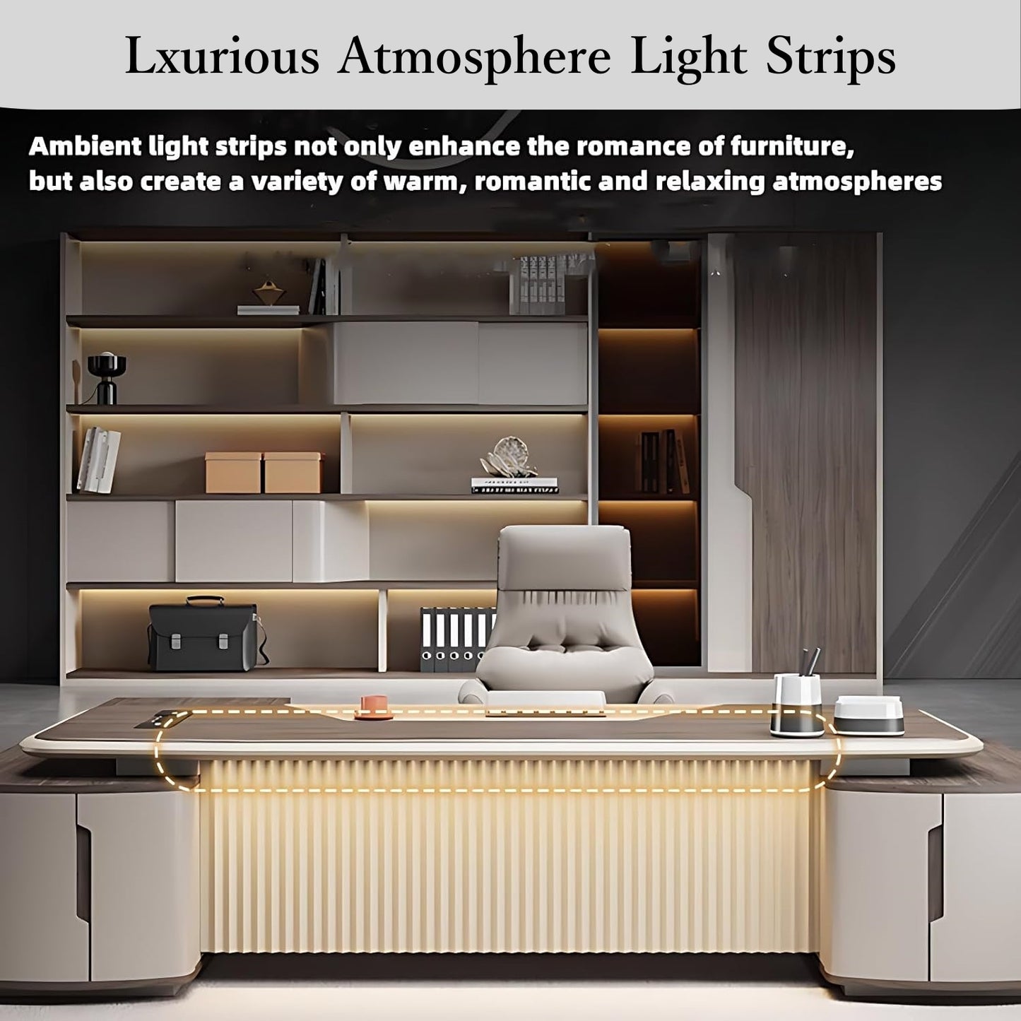 Aihm-Lon Stylish Executive Desk with Drawers Shelf 78.7"-141.7"