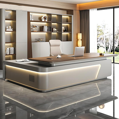 Aihm-Lon Executive Desk with Wooden Office Desktop 78.7"-141.7"