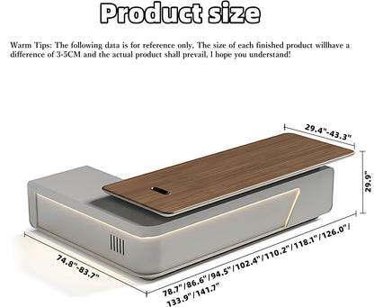 Aihm-Lon Executive Desk with Wooden Office Desktop 78.7"-141.7"