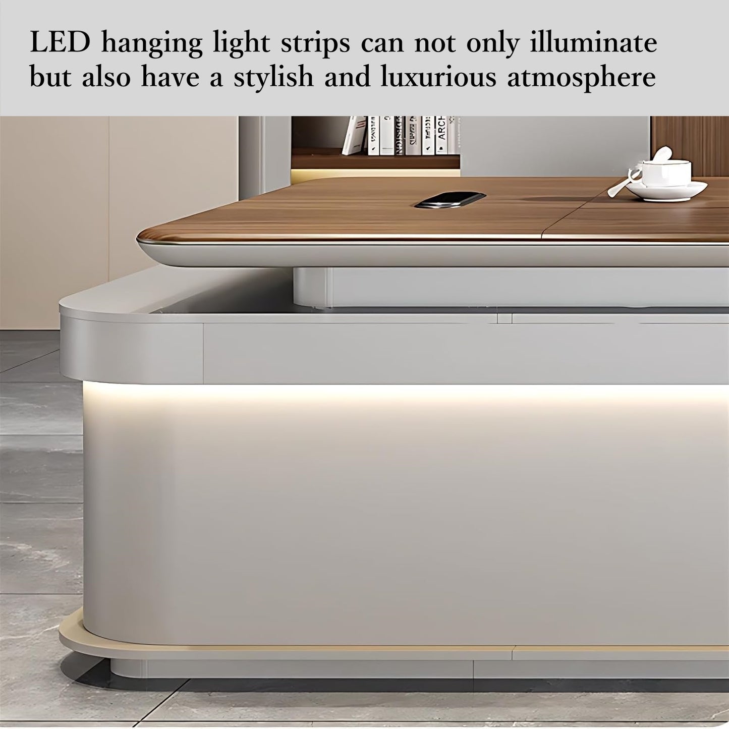 Aihm-Lon Executive Desk with Wooden Office Desktop 78.7"-141.7"