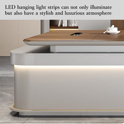 Aihm-Lon Executive Desk with Wooden Office Desktop 78.7"-141.7"