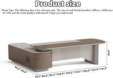 Aihm-Lon Executive Desk with Corner Drawers Cabinet 78.7"-141.7"