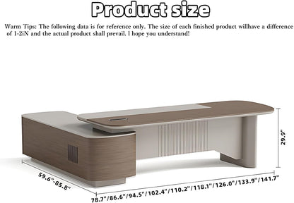 Aihm-Lon Executive Desk with Corner Drawers Cabinet 78.7"-141.7"