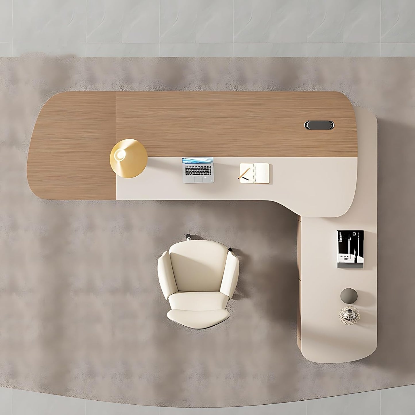 Aihm-Lon Executive Desk with Corner Drawers Cabinet 78.7"-141.7"