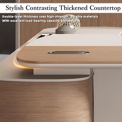 Aihm-Lon Executive Desk with Corner Drawers Cabinet 78.7"-141.7"