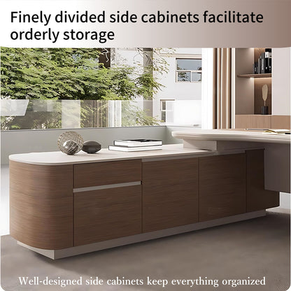 Aihm-Lon Executive Desk with Corner Drawers Cabinet 78.7"-141.7"