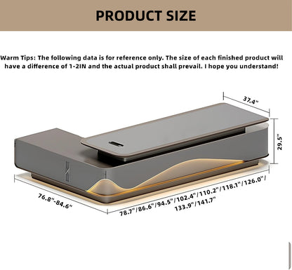 Aihm-Lon Executive Desk with LED Lights 78.7"-141.7"