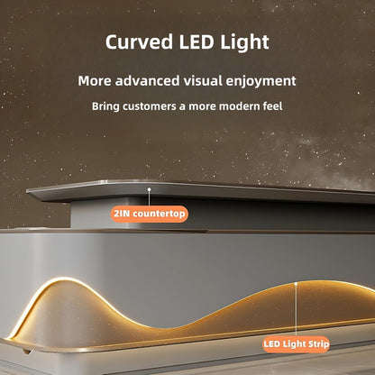 Aihm-Lon Executive Desk with LED Lights 78.7"-141.7"