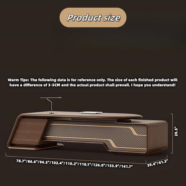 Aihm-Lon Wooden Executive Desk with 4 Large Drawers 78.7"-141.7"