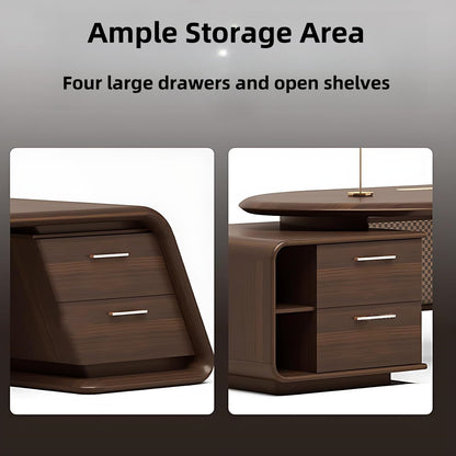 Aihm-Lon Wooden Executive Desk with 4 Large Drawers 78.7"-141.7"