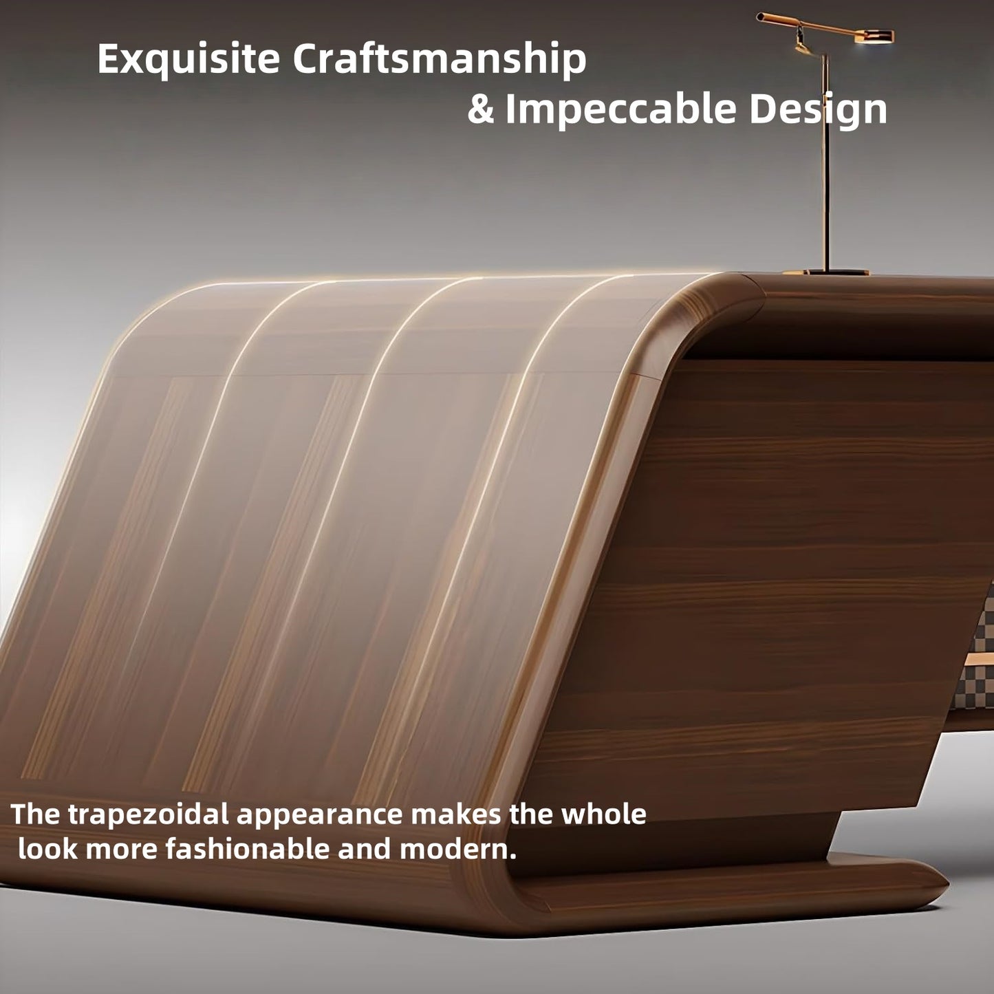 Aihm-Lon Wooden Executive Desk with 4 Large Drawers 78.7"-141.7"