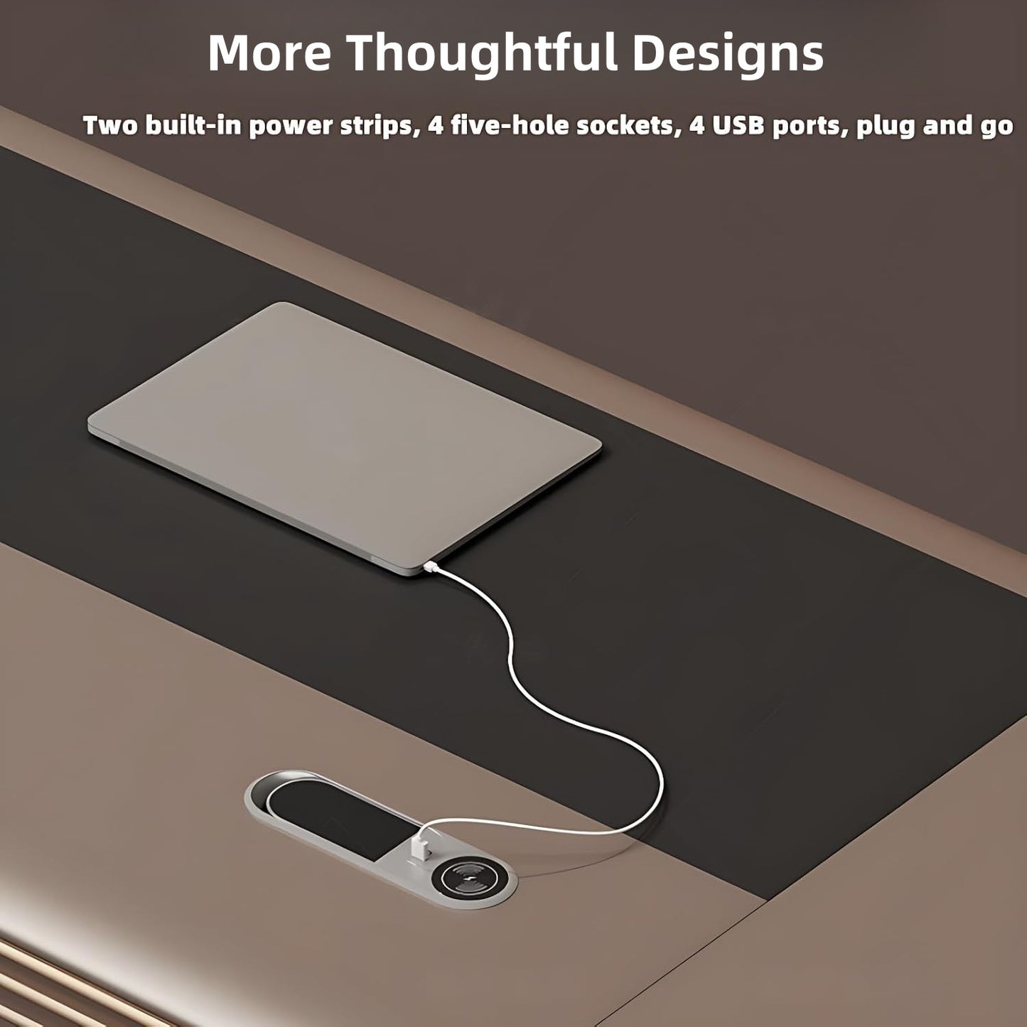 Aihm-Lon Brown Modern Style Executive Desk 78.7"-141.7"