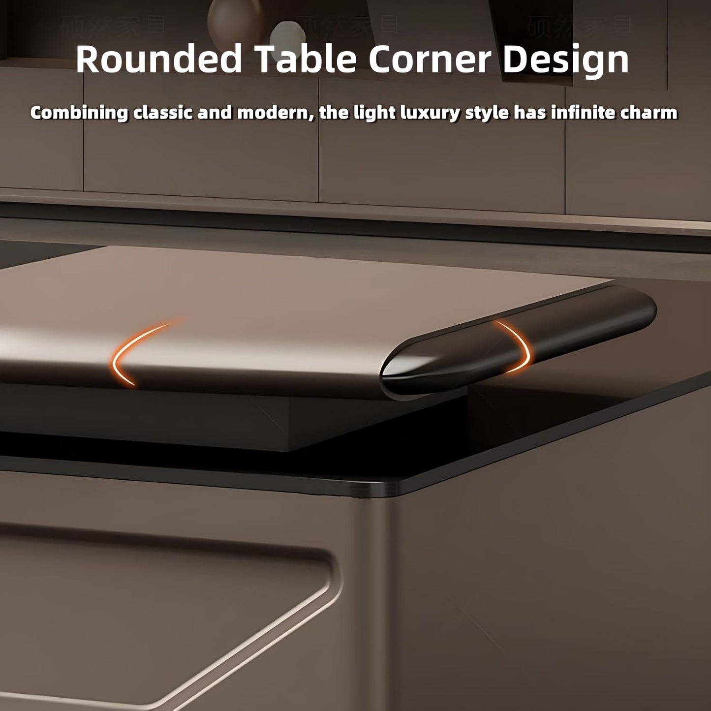 Aihm-Lon Brown Modern Style Executive Desk 78.7"-141.7"