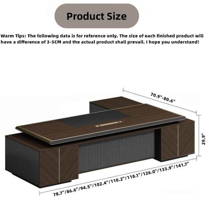 Aihm-Lon L-Shaped Executive Office Desk with Cabinet 78.7"-141.7"