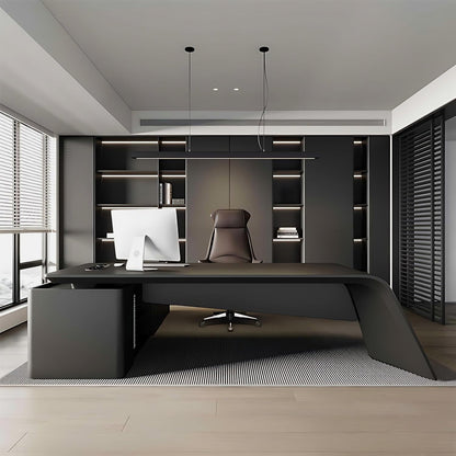 Aihm-Lon Minimalist Executive Desk with Fingerprint Lock Drawer 70.9"-133.9"