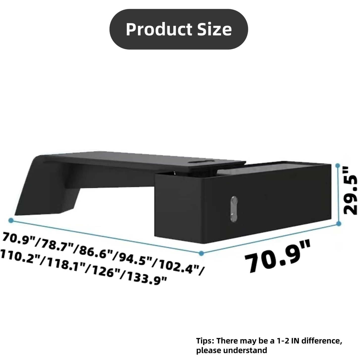 Aihm-Lon Minimalist Executive Desk with Fingerprint Lock Drawer 70.9"-133.9"