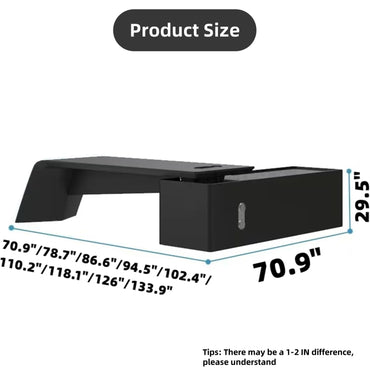 Aihm-Lon Minimalist Executive Desk with Fingerprint Lock Drawer 70.9"-133.9"