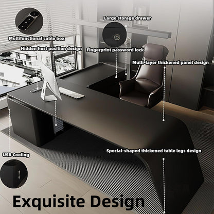 Aihm-Lon Minimalist Executive Desk with Fingerprint Lock Drawer 70.9"-133.9"