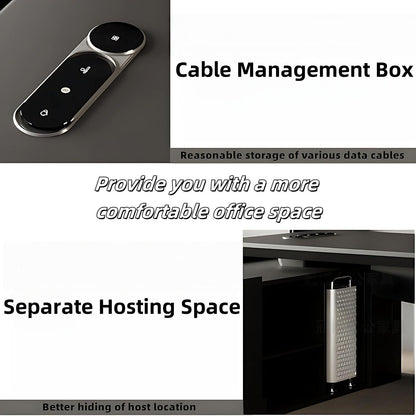 Aihm-Lon Minimalist Executive Desk with Fingerprint Lock Drawer 70.9"-133.9"