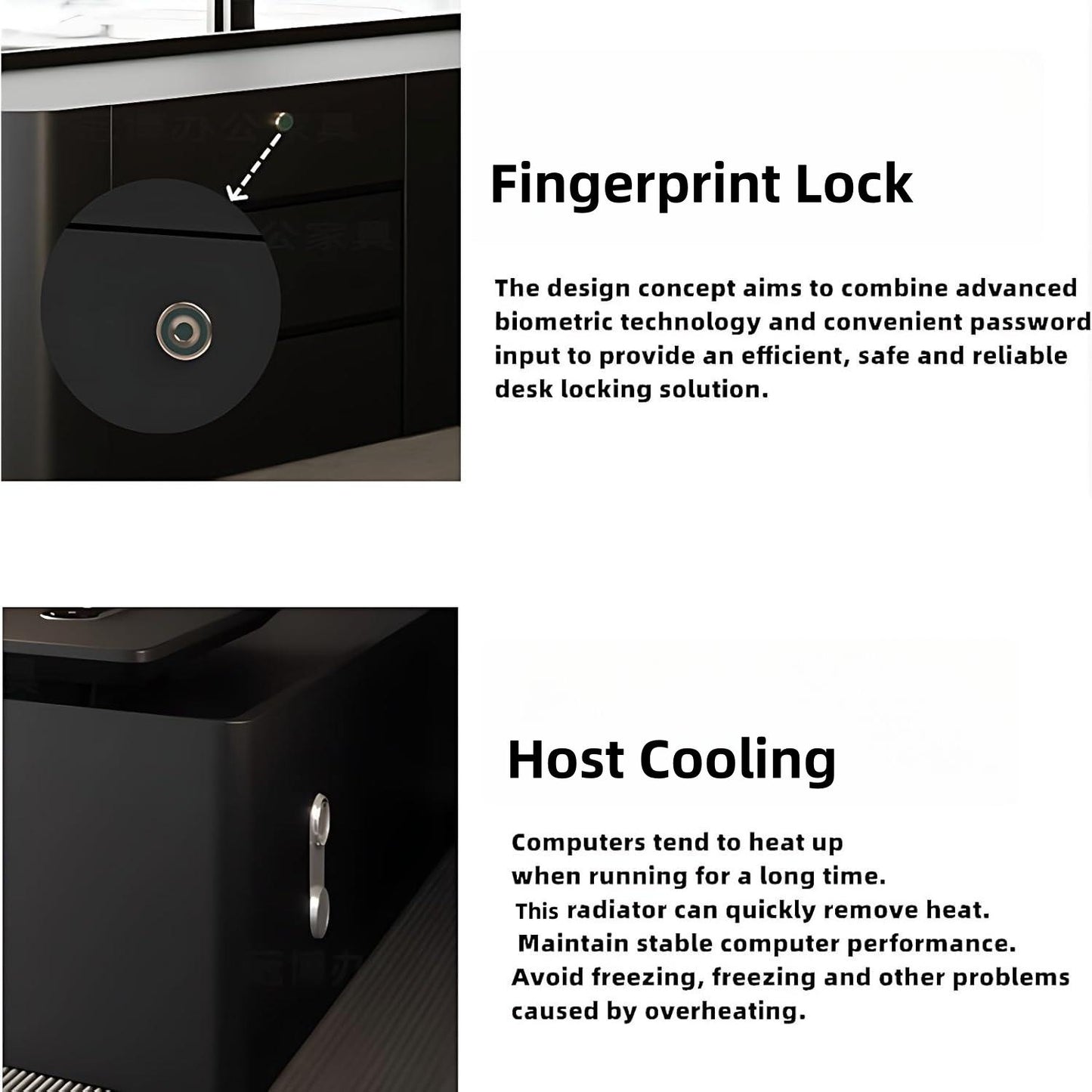 Aihm-Lon Minimalist Executive Desk with Fingerprint Lock Drawer 70.9"-133.9"
