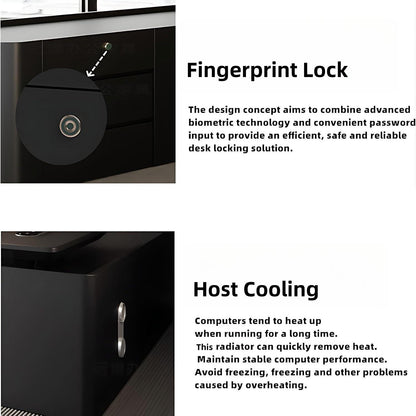 Aihm-Lon Minimalist Executive Desk with Fingerprint Lock Drawer 70.9"-133.9"