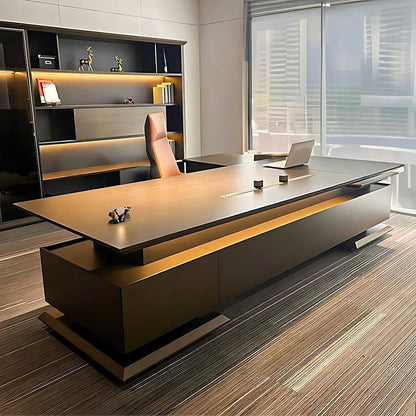 Aihm-Lon L-Shaped Executive Desk with Led Lights 78.7"-133.9"