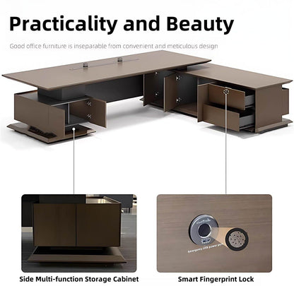 Aihm-Lon L-Shaped Executive Desk with Led Lights 78.7"-133.9"