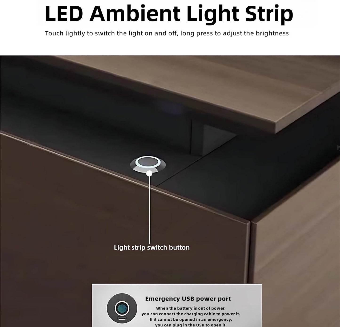 Aihm-Lon L-Shaped Executive Desk with Led Lights 78.7"-133.9"