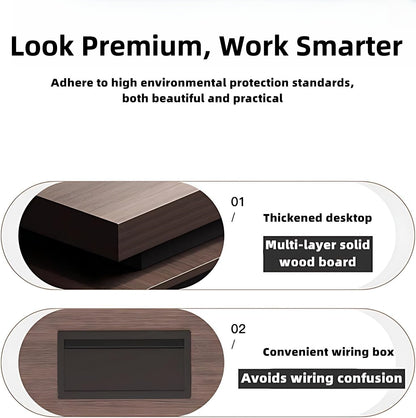 Aihm-Lon Log Style Executive Desk with Storage 78.7"-141.7"