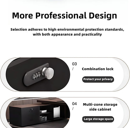 Aihm-Lon Log Style Executive Desk with Storage 78.7"-141.7"