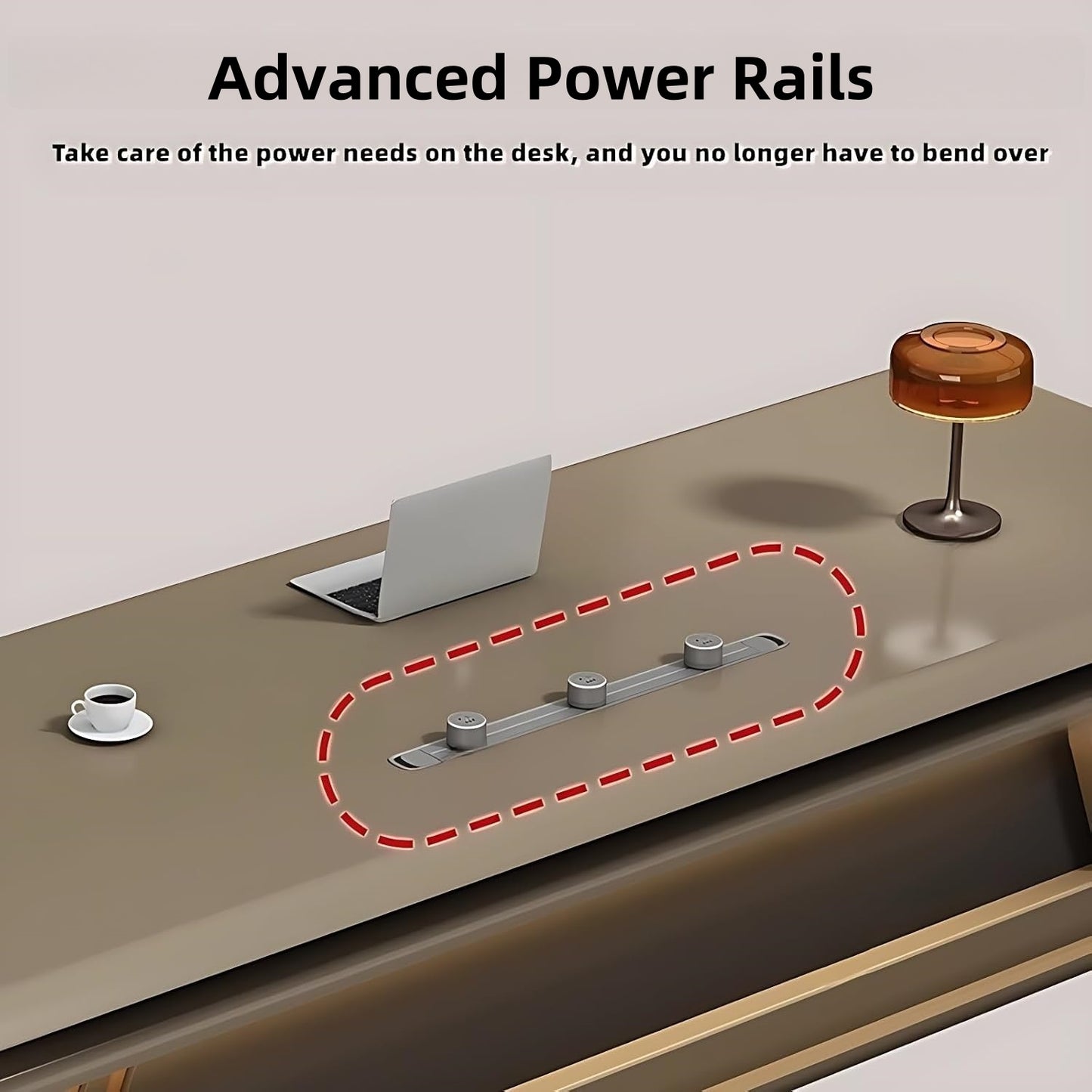 Aihm-Lon Executive Desk with Vintage Gold Large Storage 78.7"-141.7"