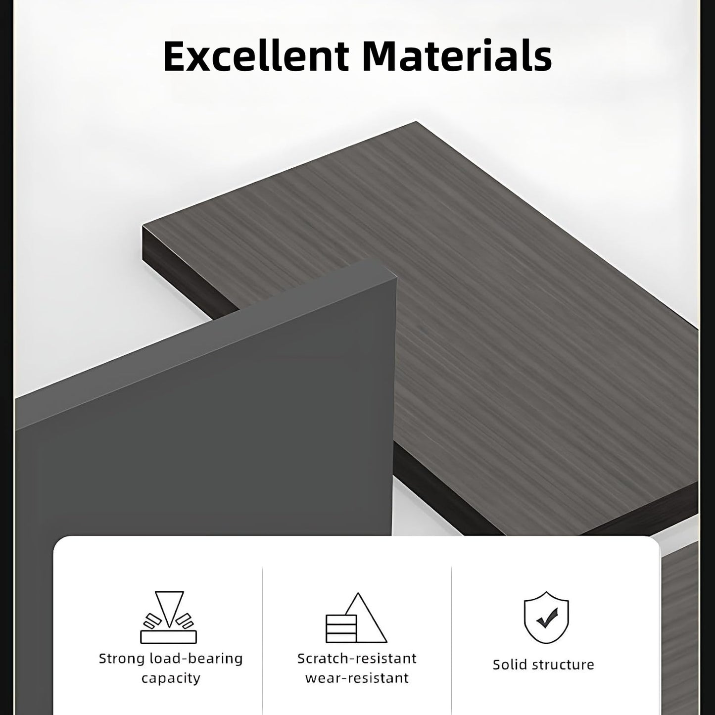 Aihm-Lon Executive Desk with Vintage Gold Large Storage 78.7"-141.7"