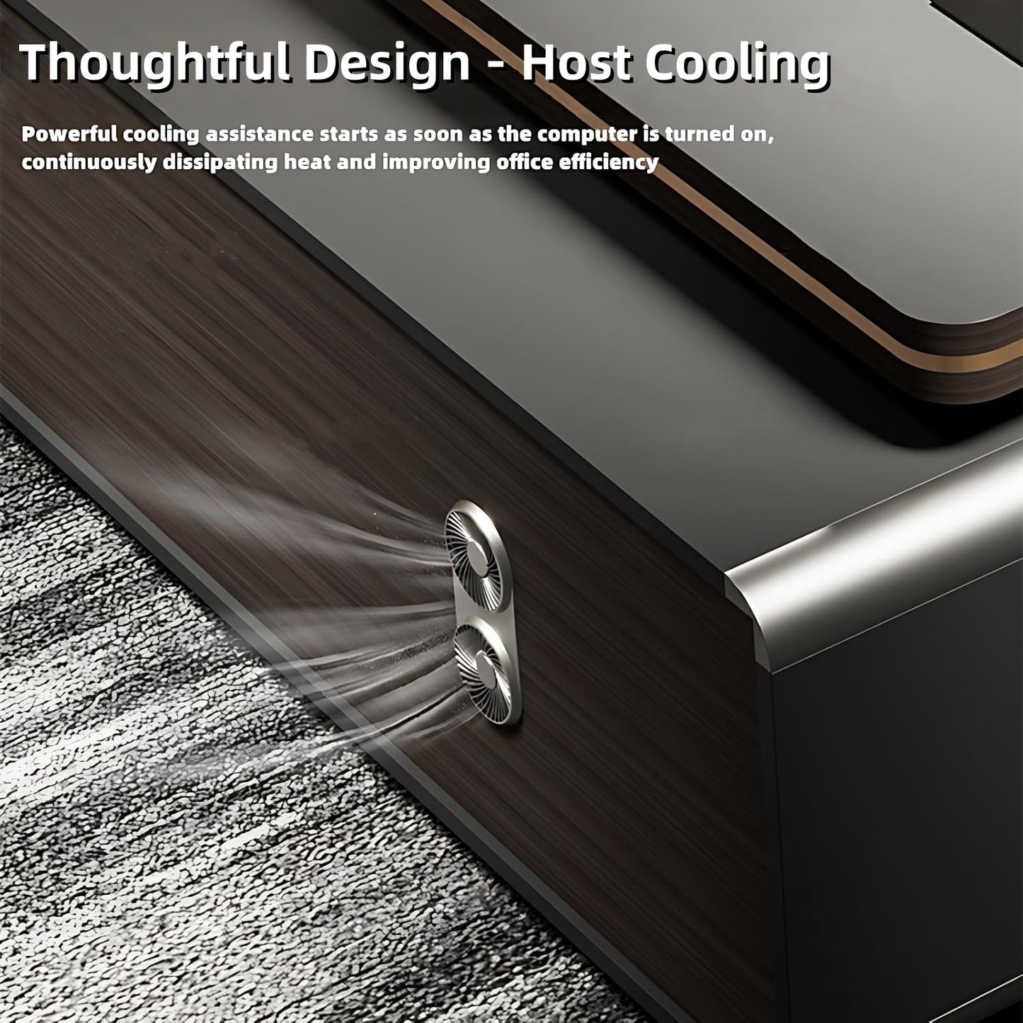 Aihm-Lon Contemporary Executive Desk with Side Storage Cabinet 78.7"-141.7"