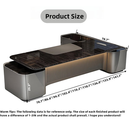 Aihm-Lon L-Shaped Black Executive Office Desk 78.7"-141.7"