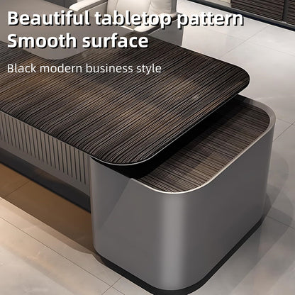 Aihm-Lon L-Shaped Black Executive Office Desk 78.7"-141.7"