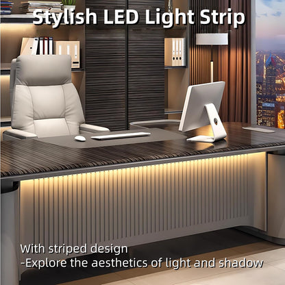 Aihm-Lon L-Shaped Black Executive Office Desk 78.7"-141.7"