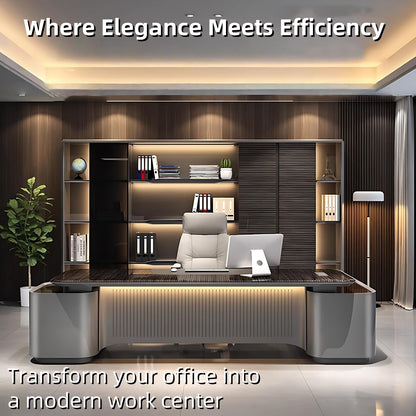 Aihm-Lon L-Shaped Black Executive Office Desk 78.7"-141.7"