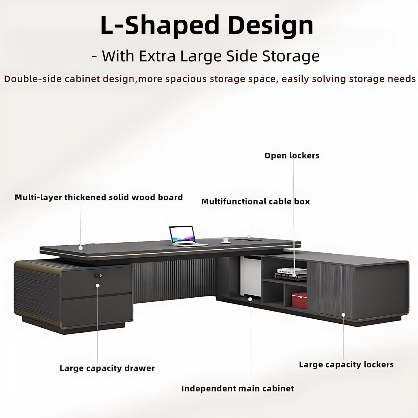 Aihm-Lon Spacious Executive Desk with Drawers 78.7"-141.7"