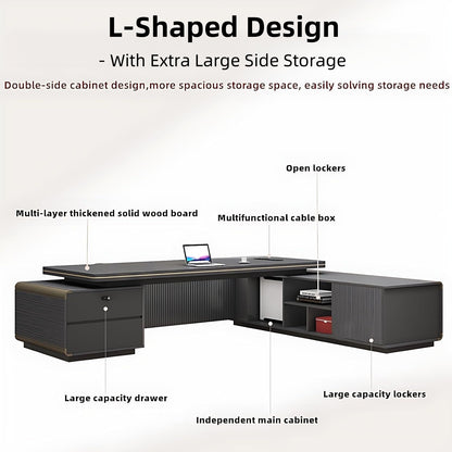 Aihm-Lon Spacious Executive Desk with Drawers 78.7"-141.7"