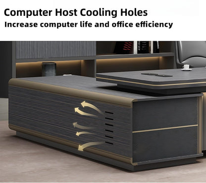 Aihm-Lon Spacious Executive Desk with Drawers 78.7"-141.7"